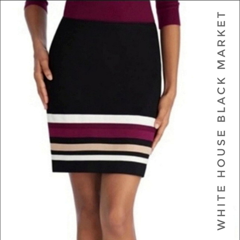 WHBM | Colorblock Striped Pencil Skirt - Picture 1 of 5